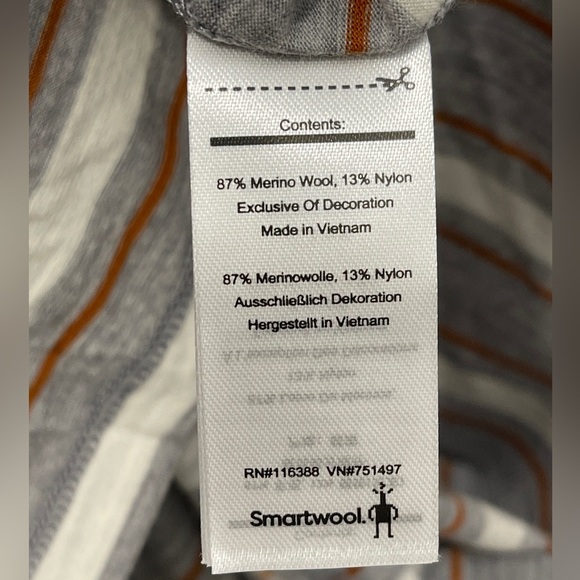 Smartwool Men’s Merino 150 Gray Short Sleeve Striped Crew Neck T-Shirt Size XXL - Picture 5 of 7